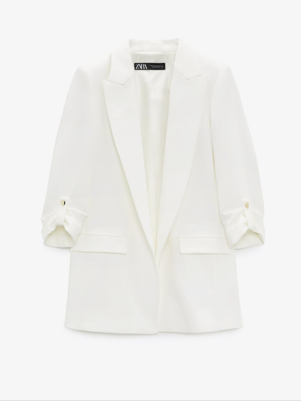 🆕 Zara White Blazer With Rolled Up Sleeves